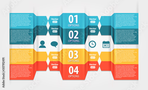 Options and steps infographic, business data visualization. Process chart. Abstract elements of graph, diagram with steps, options, parts or processes, brochure of earning, advertising vector photo