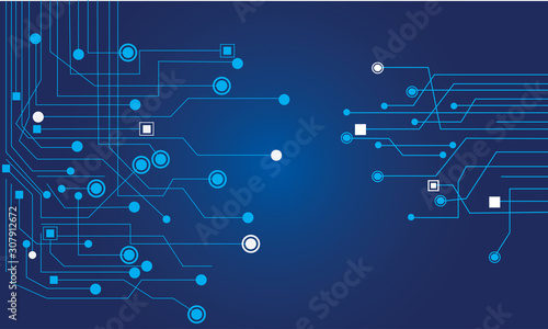 Abstract background  connecting dots and lines. Connection science background, circuit board background technology, Vector illustration design digital technology. with drak blue template