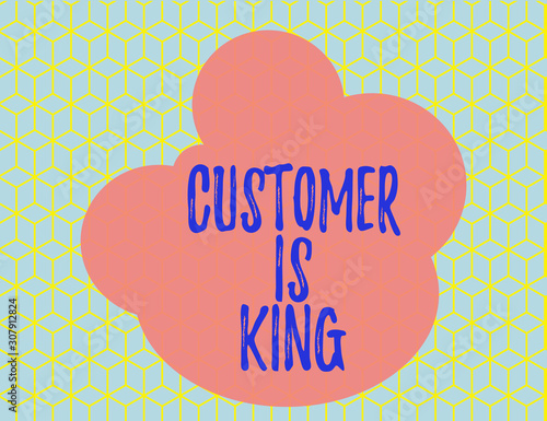 Word writing text Customer Is King. Business photo showcasing Serve attentively and properly Deliver the needs urgently Seamless Yellow Blocks Cubes Blue Background Perspective Depth Deepness