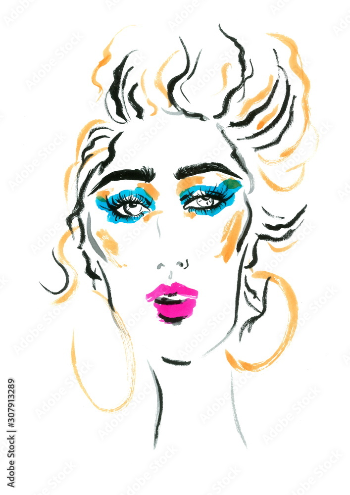 Hand Painted Face Fashion Illustration Hand Painted Face Fashion Illustration