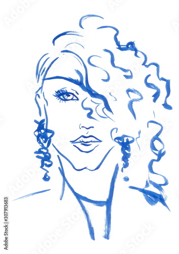 Hand Painted Face Fashion Illustration