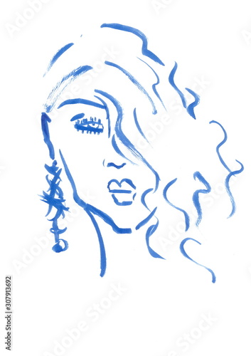 Hand Painted Face Fashion Illustration