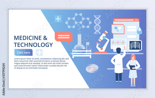 Creative website template of Medicine and Technology concept