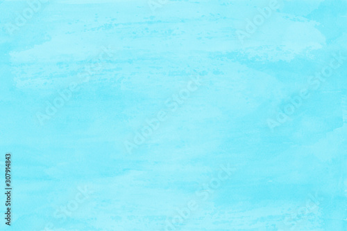 Blue turquoise background Abstract watercolor texture Soft paint brush strokes backdrop