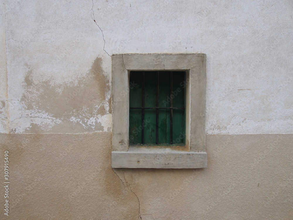 Closeup of an old window in north of Spain, El Camino de Santiago, Journey from Estella to Torres del Rio, French way, Spain