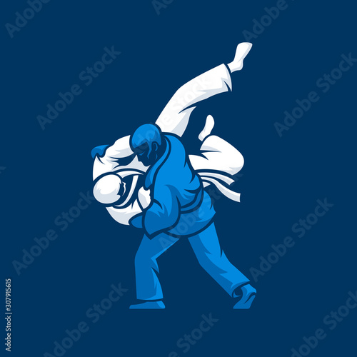 Fighting logo. Judo sport emblem photo