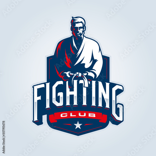 Fighting logo. Judo sport emblem