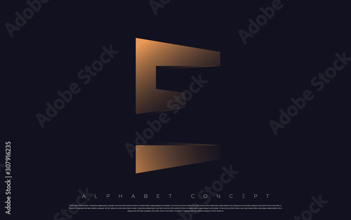 Golden premium alphabet design. E letter logo for luxury design elements. Poster, banner, flyer, presentation, web design etc. Vector EPS