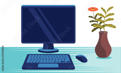 computer desk vector