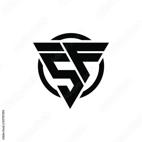 5F F5 Triangle Logo Circle Monogram Design Vector Super Hero Concept, FZ ZF Logo Design photo