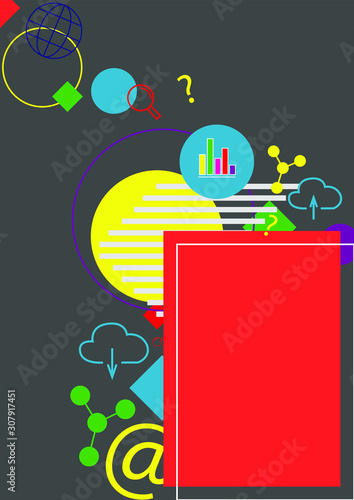science icons rectangle for inscriptions against a dark background
