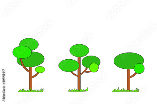 Simple geometric cartoon trees, vector illustration
