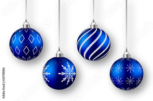 Realistic Christmas balls isolated on white background. Vector illustration