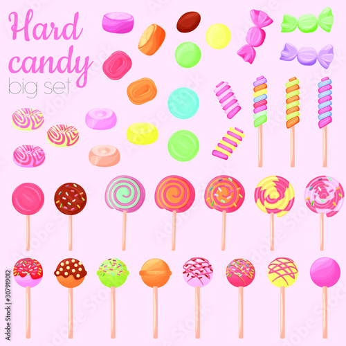 Hard candy colorful isolated illustration, cartoon style sweet candy vector clip art.
