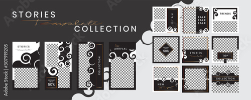 Editable social media templates. Instagram story collections and post frame. Collage. layout designs. Mockup. for marketing promotions. covers. banners. backgrounds. square puzzles. vector elements