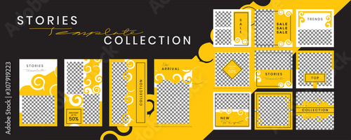 Editable social media templates. Instagram story collections and post frame. Collage. layout designs. Mockup. for marketing promotions. covers. banners. backgrounds. square puzzles. vector elements