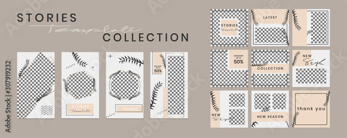 Editable social media templates. Instagram story collections and post frame. Collage. layout designs. Mockup. for marketing promotions. covers. banners. backgrounds. square puzzles. vector elements