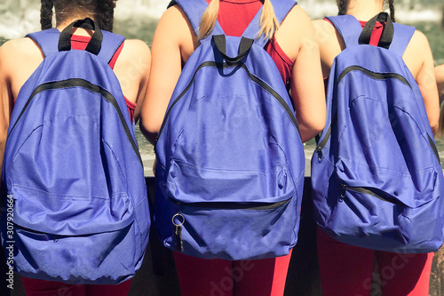  hobbies. children's sport. blue backpack