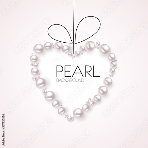 Isolated realistic Pearls heart shape