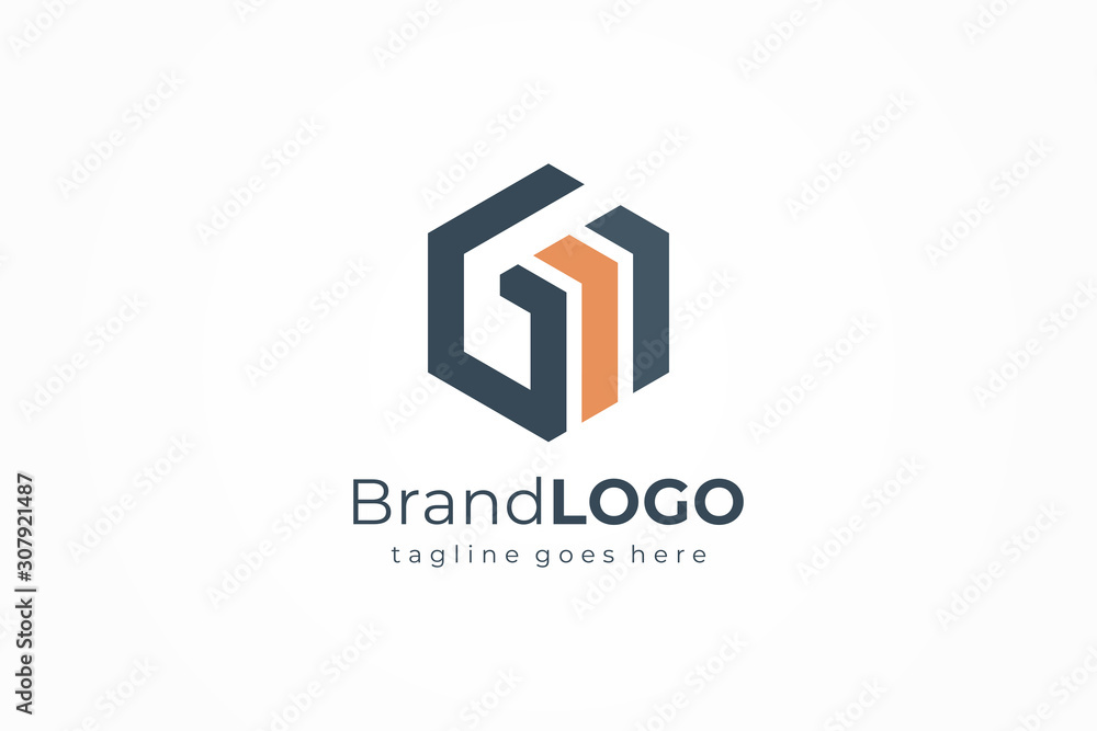 Hexagon Letter G and M Construction Architecture Building Logo. Flat Vector Logo Design Template Element