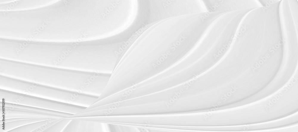 Obraz premium Abstract grey white waves and lines pattern. Futuristic template background. 