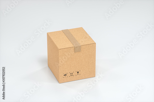 The cartons are stacked against a white background, 3d rendering. © Vink Fan