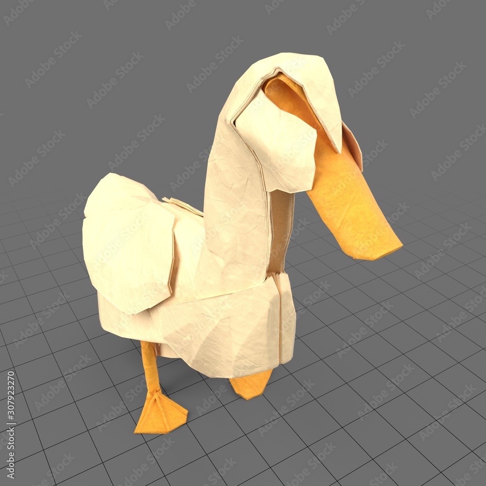 Origami duck Stock 3D asset