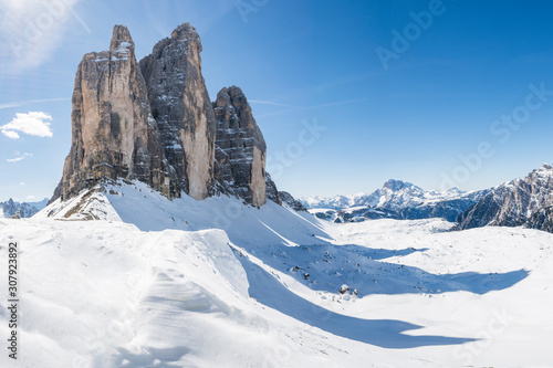 Panoramic view of Three Peaks of Lavaredo - Dolomites