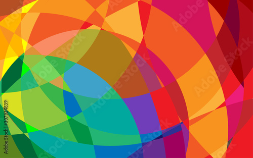 Fractured crystal rainbow background illustration with abstract circular shapes