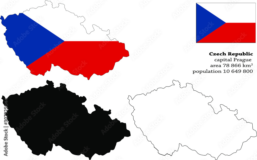 Czech Republic Czechia vector map, flag, borders, mask , capital, area and population infographic Czech Republic Czechia vector map, flag, borders, mask , capital, area and population infographic