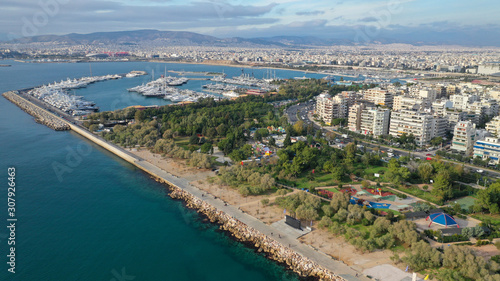 Aerial drone photo of famous port and Marina of Faliro or Phaleron in South Athens riviera, Attica, Greece © aerial-drone