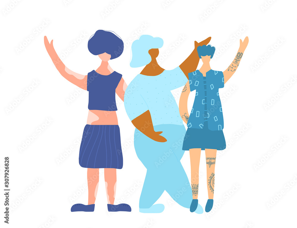 Fototapeta premium Body positive concept. Vector color flat design.