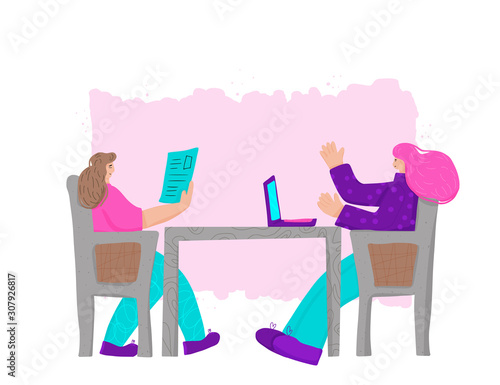 People sitting in the chair. Vector person.