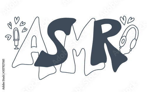 ASMR text acronym. Vector hand drawn letters.