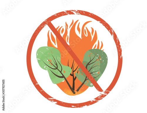 Forest fire concept. Wildfire sign. Vector design.