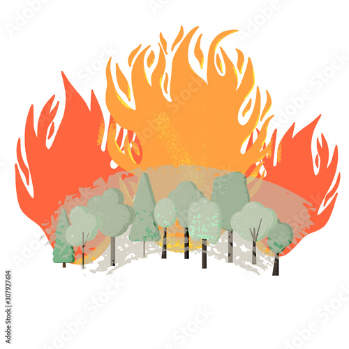 Forest fire concept. Wildfire sign. Vector design.