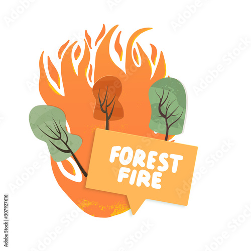 Forest fire concept. Wildfire sign. Vector design.