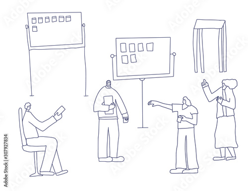 Office team lifestyle. Vector people at work.