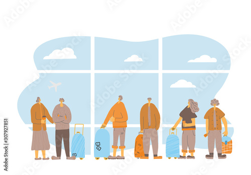 Travel people stand full length Vector flat design