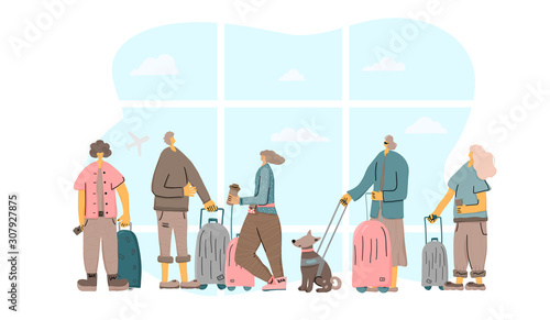 Travel people stand full length Vector flat design