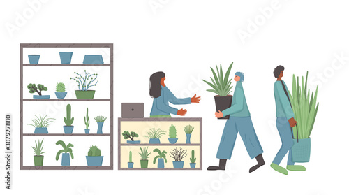 House plant lover concept Hand drawn vector flower