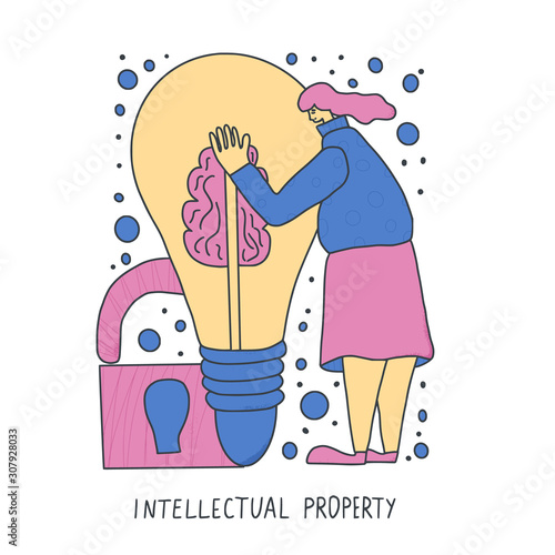Plagiarism concept. Vector hand drawn property set