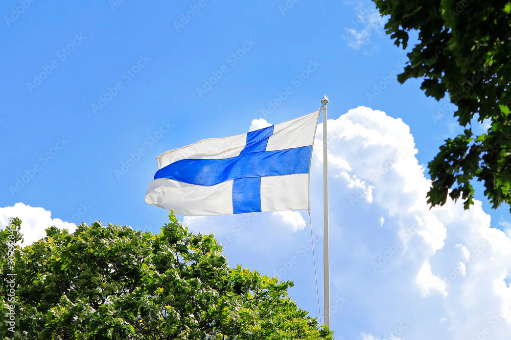 Flag of Finland in the Summer