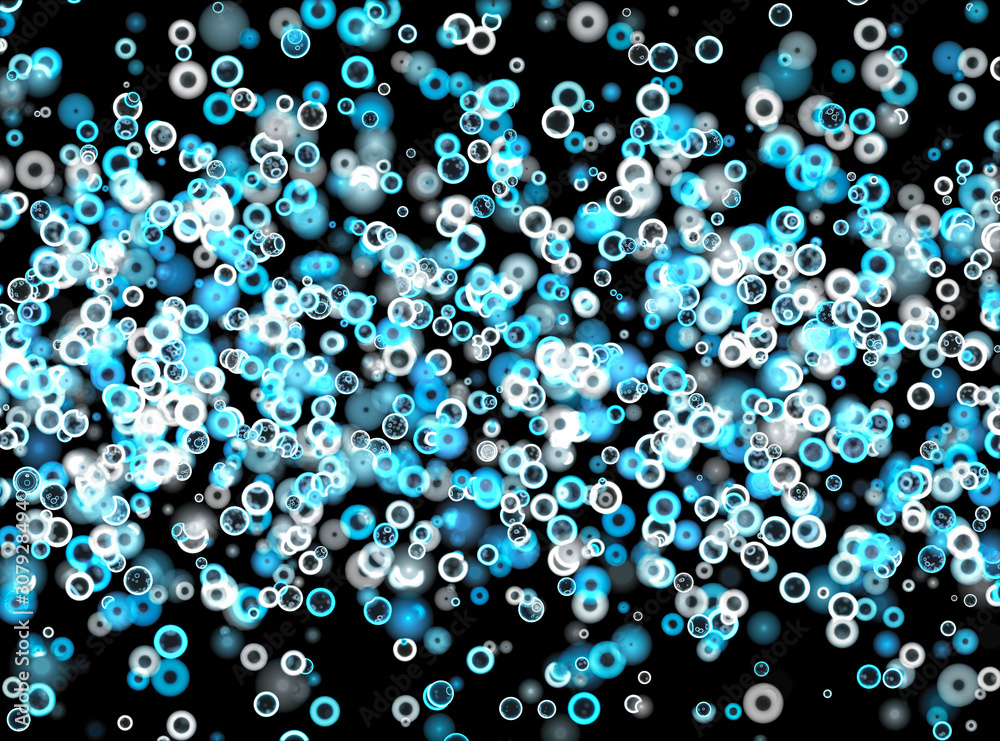 Decorative background of blue glass spheres, with depth of field and bokehs Decorative background of blue glass spheres, with depth of field and bokehs