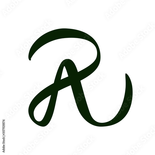 RA - isolated monogram, calligraphic logo template. Creative vector logo design. White background. photo