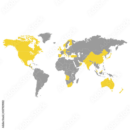 Fototapeta Naklejka Na Ścianę i Meble -  Similar World map isolated on white background. worldmap vector template for website, design infographics. Flat Earth Graph World map illustration.