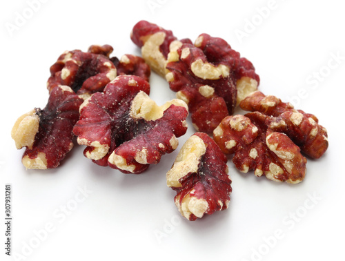 red walnuts isolated on white background