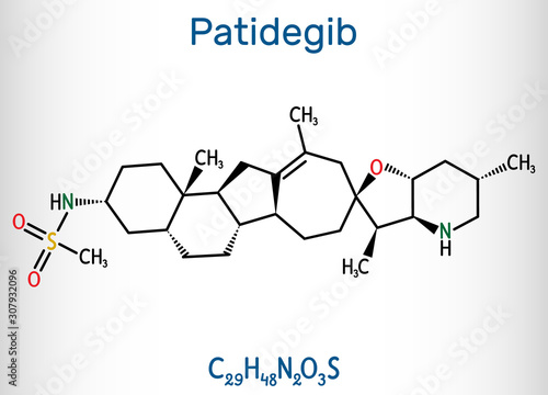Patidegib hedgehog inhibitor, anti-cancer drug molecule. Structural chemical formula