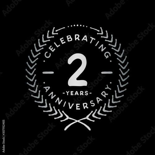 2 years design template. 2nd vector and illustration.