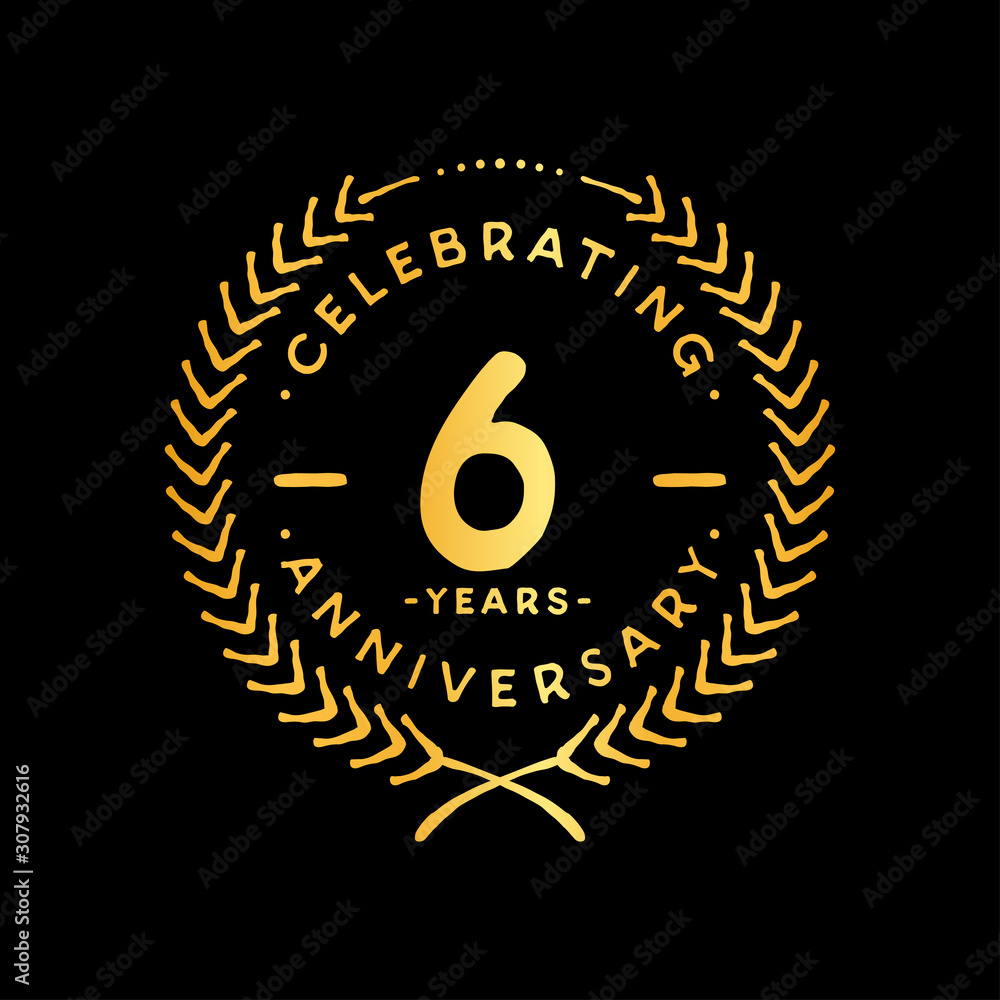Naklejka premium 6 years design template. 6th vector and illustration.